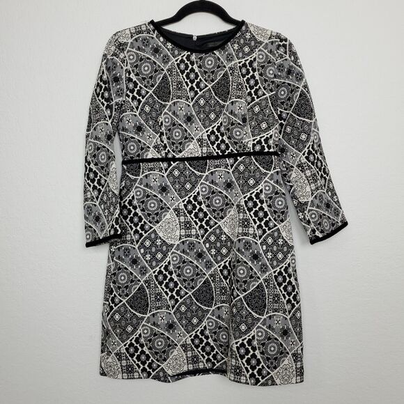 Zara Dresses & Skirts - Zara Trafaluc Womens Mini Dress Size S Quilted Patchwork Floral 3/4 Sleeves